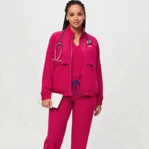 Figs Women's Sydney Scrub Jacket Pink Size L - Picture 12 of 12